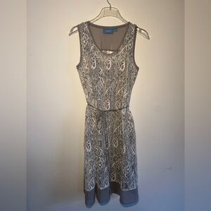 Simply Vera Vera Wang Lace Midi Dress - Cream and Gray